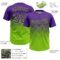 Custom Purple Neon Green 3D Gradient Square Shape Two-Button Unisex Softball Jersey