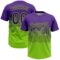 Custom Purple Neon Green 3D Gradient Square Shape Two-Button Unisex Softball Jersey