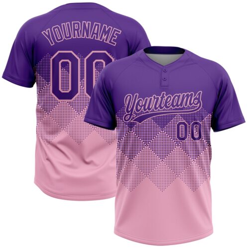 Softball1959 Custom Purple Light Pink 3D Gradient Square Shape Two-Button Unisex Softball Jersey