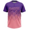 Custom Purple Medium Pink 3D Gradient Square Shape Two-Button Unisex Softball Jersey