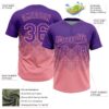Custom Purple Medium Pink 3D Gradient Square Shape Two-Button Unisex Softball Jersey