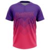 Custom Purple Neon Pink 3D Gradient Square Shape Two-Button Unisex Softball Jersey