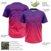 Custom Purple Neon Pink 3D Gradient Square Shape Two-Button Unisex Softball Jersey