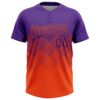 Custom Purple Orange 3D Gradient Square Shape Two-Button Unisex Softball Jersey
