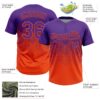 Custom Purple Orange 3D Gradient Square Shape Two-Button Unisex Softball Jersey