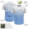 Custom White Light Blue 3D Gradient Square Shape Two-Button Unisex Softball Jersey
