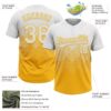 Custom White Gold 3D Gradient Square Shape Two-Button Unisex Softball Jersey