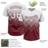 Custom White Burgundy 3D Gradient Square Shape Two-Button Unisex Softball Jersey