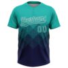 Custom Aqua Navy-White 3D Gradient Square Shape Two-Button Unisex Softball Jersey