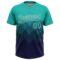 Custom Aqua Navy-White 3D Gradient Square Shape Two-Button Unisex Softball Jersey