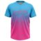 Custom Sky Blue Pink 3D Gradient Square Shape Two-Button Unisex Softball Jersey