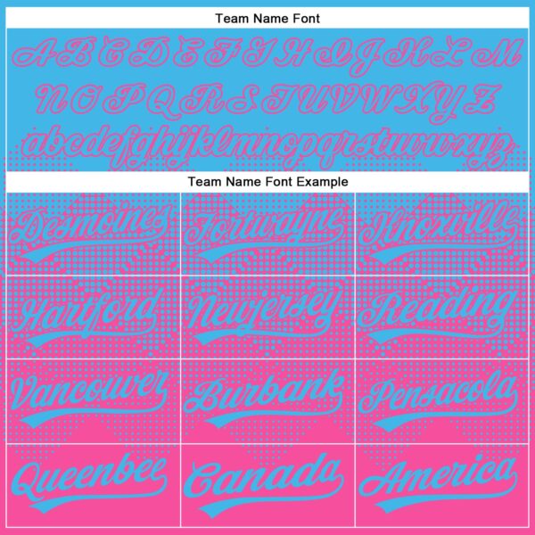 Custom Sky Blue Pink 3D Gradient Square Shape Two-Button Unisex Softball Jersey