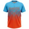Custom Sky Blue Orange 3D Gradient Square Shape Two-Button Unisex Softball Jersey