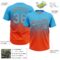 Custom Sky Blue Orange 3D Gradient Square Shape Two-Button Unisex Softball Jersey