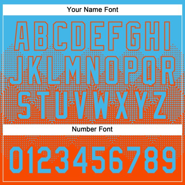 Custom Sky Blue Orange 3D Gradient Square Shape Two-Button Unisex Softball Jersey