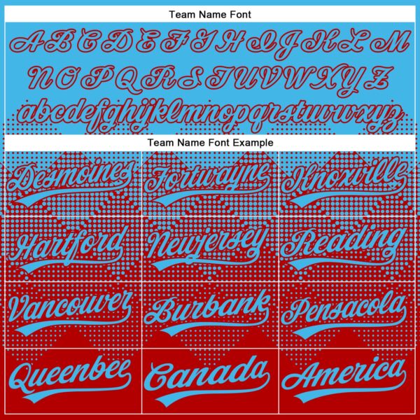 Custom Sky Blue Red 3D Gradient Square Shape Two-Button Unisex Softball Jersey
