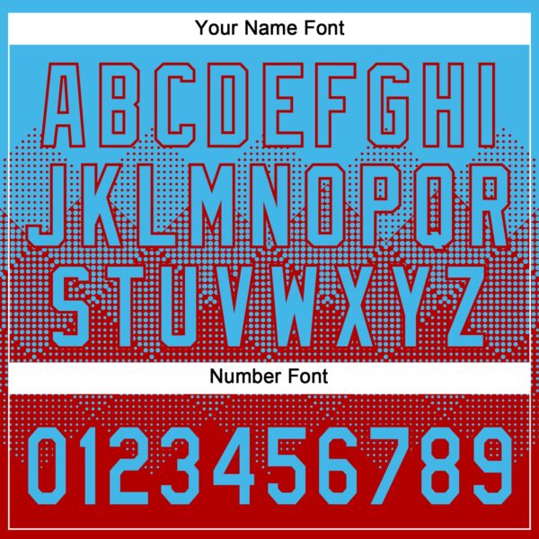 Custom Sky Blue Red 3D Gradient Square Shape Two-Button Unisex Softball Jersey