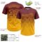 Custom Burgundy Gold 3D Gradient Square Shape Two-Button Unisex Softball Jersey
