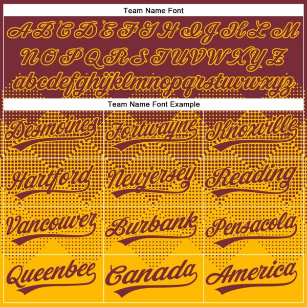 Custom Burgundy Gold 3D Gradient Square Shape Two-Button Unisex Softball Jersey