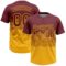 Custom Burgundy Gold 3D Gradient Square Shape Two-Button Unisex Softball Jersey