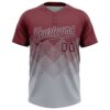 Custom Burgundy Gray 3D Gradient Square Shape Two-Button Unisex Softball Jersey
