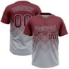Custom Burgundy Gray 3D Gradient Square Shape Two-Button Unisex Softball Jersey