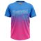 Custom Electric Blue Pink-White 3D Gradient Square Shape Two-Button Unisex Softball Jersey