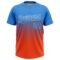 Custom Electric Blue Orange-White 3D Gradient Square Shape Two-Button Unisex Softball Jersey