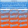 Custom Electric Blue Orange-White 3D Gradient Square Shape Two-Button Unisex Softball Jersey