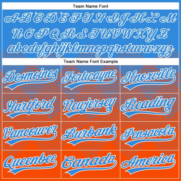 Custom Electric Blue Orange-White 3D Gradient Square Shape Two-Button Unisex Softball Jersey