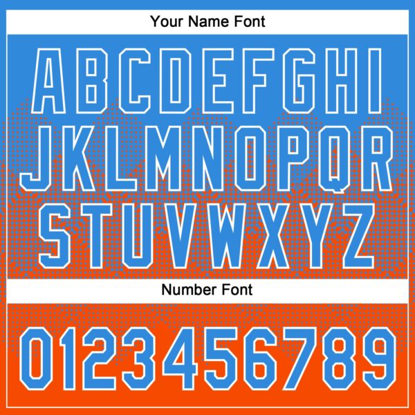 Custom Electric Blue Orange-White 3D Gradient Square Shape Two-Button Unisex Softball Jersey