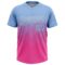 Custom Light Blue Pink-White 3D Gradient Square Shape Two-Button Unisex Softball Jersey