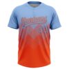 Custom Light Blue Orange 3D Gradient Square Shape Two-Button Unisex Softball Jersey
