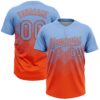 Custom Light Blue Orange 3D Gradient Square Shape Two-Button Unisex Softball Jersey
