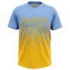 Custom Light Blue Yellow 3D Gradient Square Shape Two-Button Unisex Softball Jersey