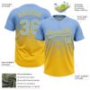 Custom Light Blue Yellow 3D Gradient Square Shape Two-Button Unisex Softball Jersey