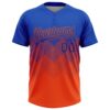 Custom Thunder Blue Orange 3D Gradient Square Shape Two-Button Unisex Softball Jersey