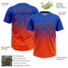 Custom Thunder Blue Orange 3D Gradient Square Shape Two-Button Unisex Softball Jersey