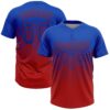 Custom Thunder Blue Red 3D Gradient Square Shape Two-Button Unisex Softball Jersey