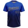 Custom Thunder Blue Navy-White 3D Gradient Square Shape Two-Button Unisex Softball Jersey