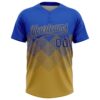 Custom Thunder Blue Old Gold 3D Gradient Square Shape Two-Button Unisex Softball Jersey