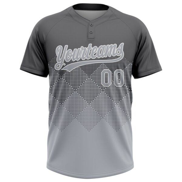 Custom Steel Gray Gray-White 3D Gradient Square Shape Two-Button Unisex Softball Jersey