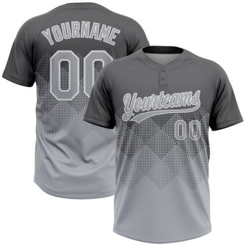 Custom Steel Gray Gray-White 3D Gradient Square Shape Two-Button Unisex Softball Jersey