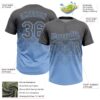 Custom Steel Gray Light Blue 3D Gradient Square Shape Two-Button Unisex Softball Jersey