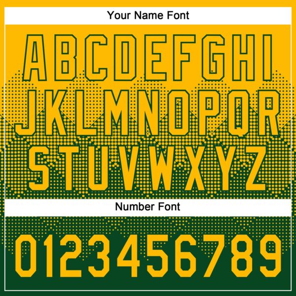 Custom Gold Green 3D Gradient Square Shape Two-Button Unisex Softball Jersey