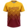Custom Gold Crimson 3D Gradient Square Shape Two-Button Unisex Softball Jersey