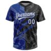 Custom Graffiti Pattern White Black-Royal 3D Scratch Two-Button Unisex Softball Jersey