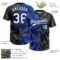 Custom Graffiti Pattern White Black-Royal 3D Scratch Two-Button Unisex Softball Jersey