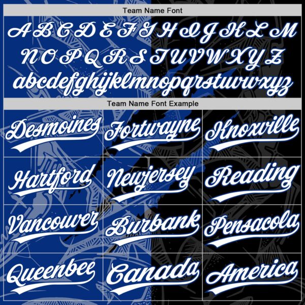 Custom Graffiti Pattern White Black-Royal 3D Scratch Two-Button Unisex Softball Jersey