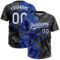 Custom Graffiti Pattern White Black-Royal 3D Scratch Two-Button Unisex Softball Jersey